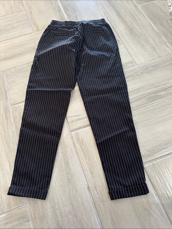 Shinestar Pants - Womens Black Pinstripe Dress Pants – Slim Elastic Waist